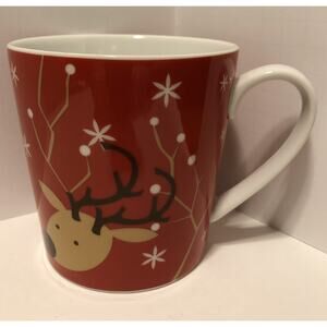 Christmas Coldwater Creek Oversized 17 Ounce Coffee Tea Reindeer Mug Cup